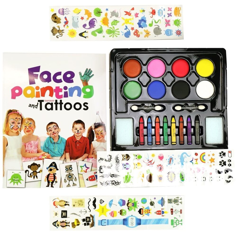 Children's Activity Kits for Face Painting & Tattoos Body Crayons Birthday Party
